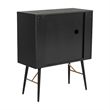 Benjara Belo Accent Buffet Sideboard- 6 Shelves- Gold Accent- Black- 42 Inch