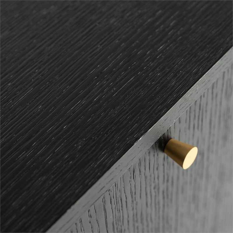 Benjara Belo Accent Buffet Sideboard- 6 Shelves- Gold Accent- Black- 42 Inch