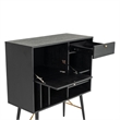 Benjara Belo Accent Buffet Sideboard- 6 Shelves- Gold Accent- Black- 42 Inch