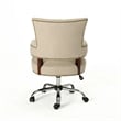 Benjara Lini Rolling Office Chair- Beige- Nailhead Trim- Swivel- Chrome Metal