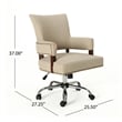 Benjara Lini Rolling Office Chair- Beige- Nailhead Trim- Swivel- Chrome Metal