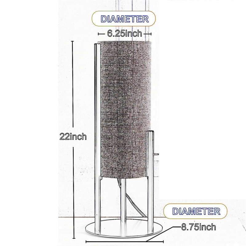 Benjara Modern Table Lamp- Upright Beige Linen Drum Shade- Black Metal 22 Inch