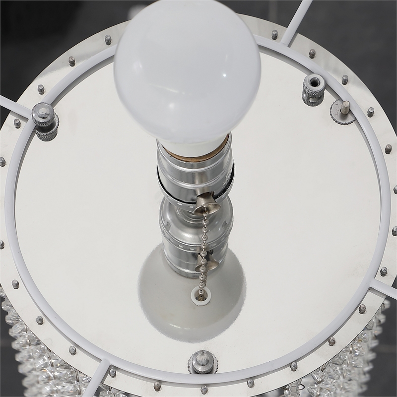 Benjara Mero Floor Lamp- Suspended Crystal Rain Chains- Pink Shade- 53