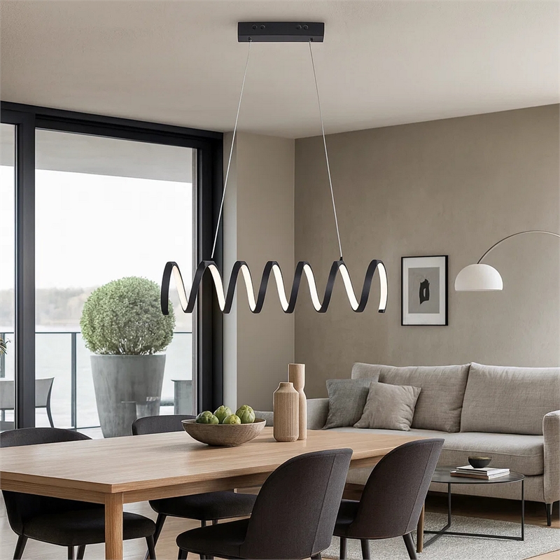 Benjara Modern Ceiling Pendant Light- Suspended Aluminum Spiral Loop- 23 Inch