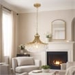 Benjara Accent Chandelier- Classic Crystal Inspired Cascade Gold Metal 12 Inch