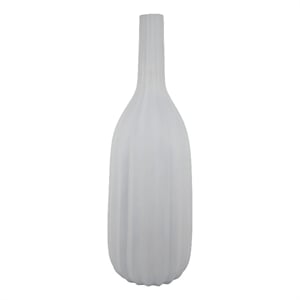 Benjara Rizie Vase with Ribbed Texture- 45&quot Contemporary White Polyresin