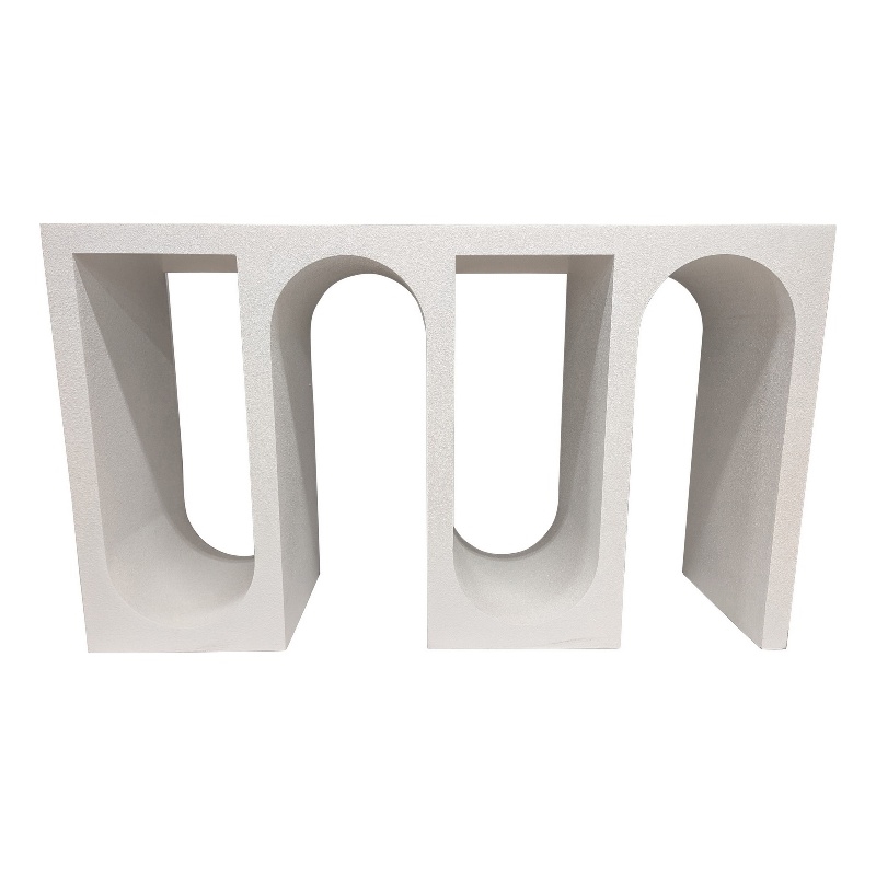 Benjara Rectangular Console Table with Wavelike Base- 54