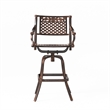 Benjara Kaven Outdoor Swivel Barstool Chair- Copper Brown Metal Lattice Design