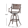 Benjara Kaven Outdoor Swivel Barstool Chair- Copper Brown Metal Lattice Design