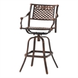 Benjara Kaven Outdoor Swivel Barstool Chair- Copper Brown Metal Lattice Design