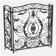 Benjara Fireplace Screen- Scrollwork Mesh Design- Iron w Black- Silver Finish