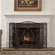 Benjara Fireplace Screen- Scrollwork Mesh Design- Iron w Black- Silver Finish