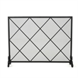 Benjara Fireplace Screen- Classic Diamond Shape with Mesh- 41x32 Black Finish