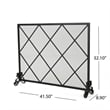 Benjara Fireplace Screen- Classic Diamond Shape with Mesh- 41x32 Black Finish