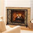 Benjara Fireplace Screen- Classic Diamond Shape with Mesh- 41x32 Black Finish