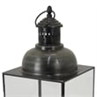 Benjara Laila Lantern- Black Metal- Glass Panels- Square Base- 18