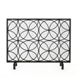Benjara Fireplace Screen- Overlapping Circles w Mesh- 41x31 Matte Black Frame