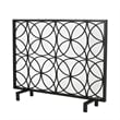 Benjara Fireplace Screen- Overlapping Circles w Mesh- 41x31 Matte Black Frame
