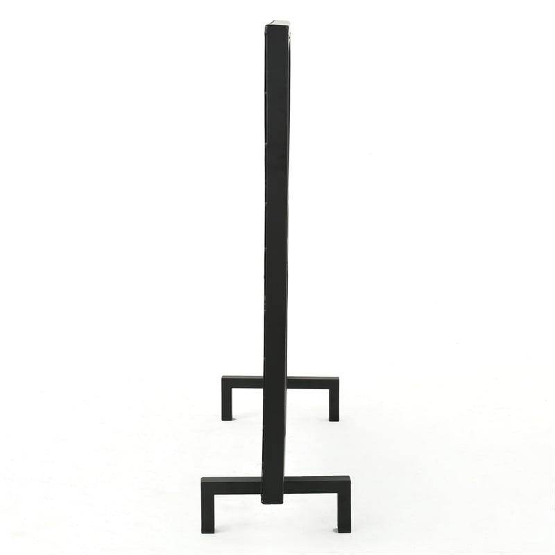 Benjara Fireplace Screen- Overlapping Circles w Mesh- 41x31 Matte Black Frame