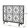 Benjara Fireplace Screen- Overlapping Circles w Mesh- 41x31 Matte Black Frame