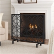 Benjara Fireplace Screen- Overlapping Circles w Mesh- 41x31 Matte Black Frame