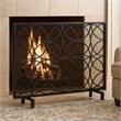 Benjara Fireplace Screen- Overlapping Circles w Mesh- 41x31 Matte Black Frame