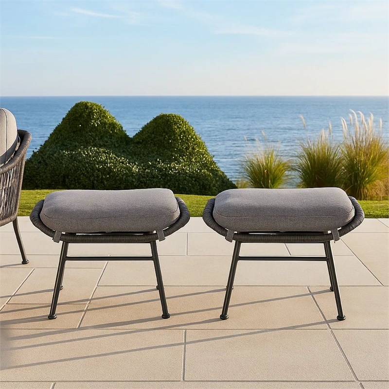 Benjara Margo Outdoor Ottoman Set of 2- 24
