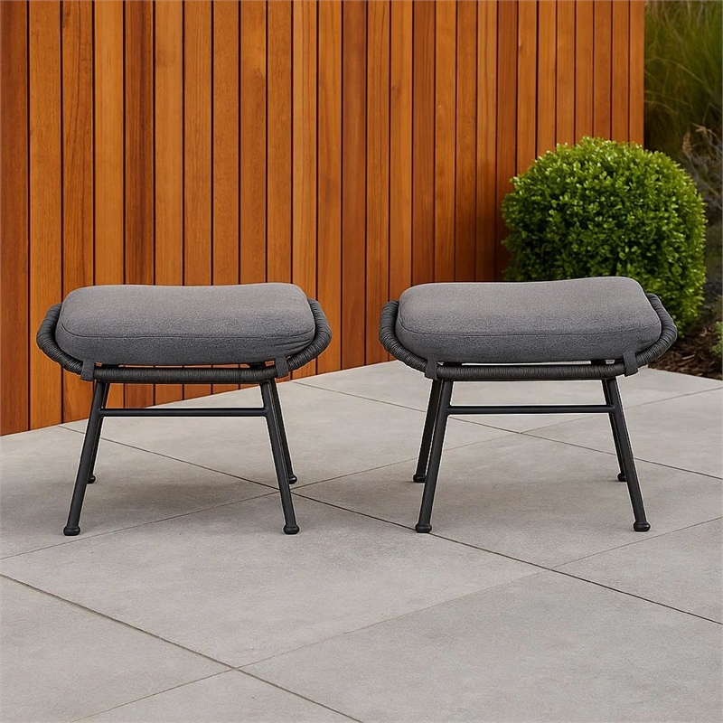 Benjara Margo Outdoor Ottoman Set of 2- 24