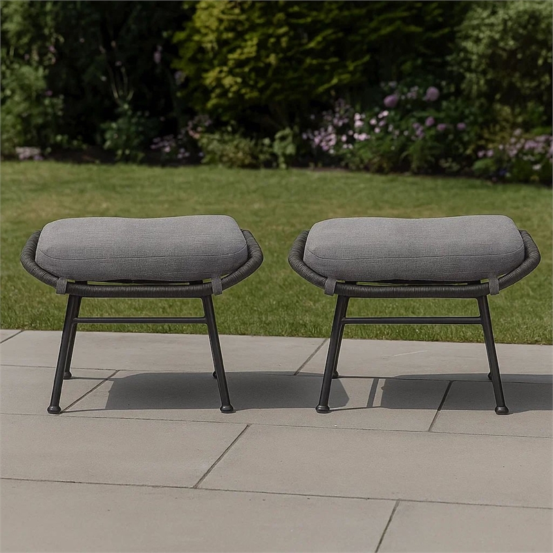 Benjara Margo Outdoor Ottoman Set of 2- 24