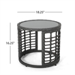 Benjara Outdoor Round Side End Table with Woven Accents- 18 Inch- Gray Rattan