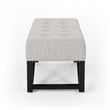 Benjara Liba Ottoman Bench- Button Tufted Beige Fabric- Black Frame- 47 Inch