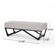Benjara Liba Ottoman Bench- Button Tufted Beige Fabric- Black Frame- 47 Inch