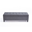 Benjara Nira Storage Ottoman Bench- Button Tufted Dark Gray Fabric- 51 Inch