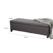 Benjara Nira Storage Ottoman Bench- Button Tufted Dark Gray Fabric- 51 Inch