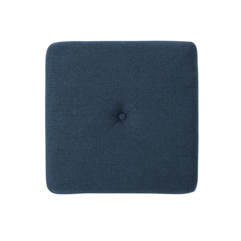 Benjara Liasa Ottoman- Cube Shape- Navy Blue Fabric- Plush Cushion- 17 Inch