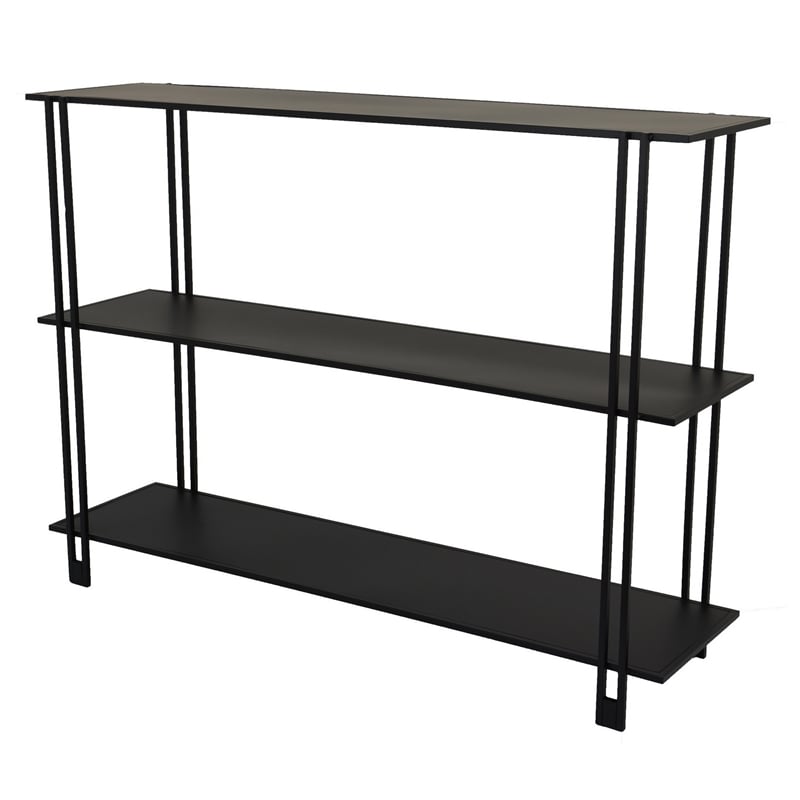 Benjara Rasha 3 Tier Storage Rack Rack- Spacious Shelves- Black Metal- 44 Inch