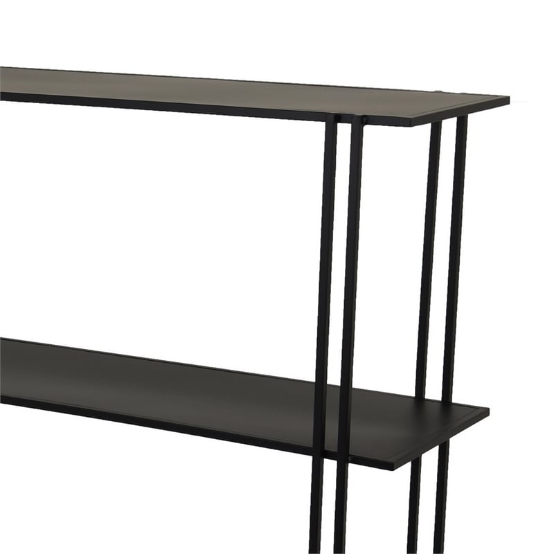 Benjara Rasha 3 Tier Storage Rack Rack- Spacious Shelves- Black Metal- 44 Inch
