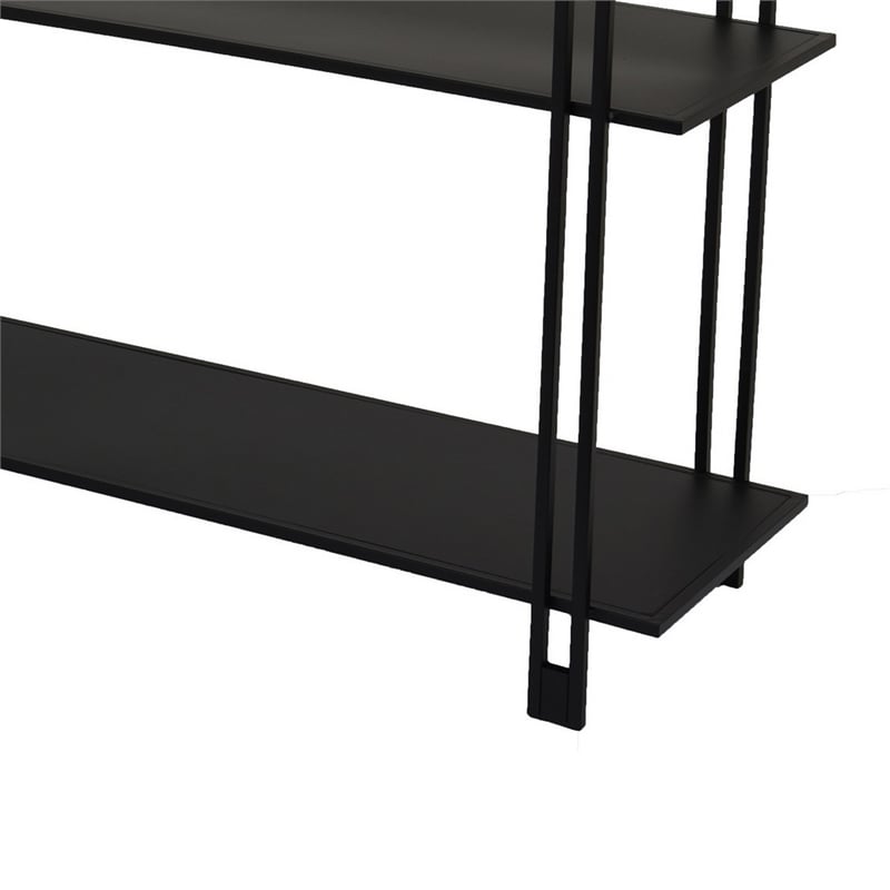 Benjara Rasha 3 Tier Storage Rack Rack- Spacious Shelves- Black Metal- 44 Inch
