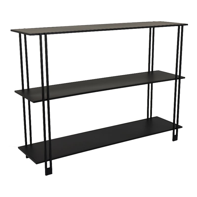 Benjara Rasha 3 Tier Storage Rack Rack- Spacious Shelves- Black Metal- 44 Inch
