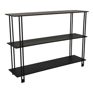 Benjara Rasha 3 Tier Storage Rack Rack- Spacious Shelves- Black Metal- 44 Inch