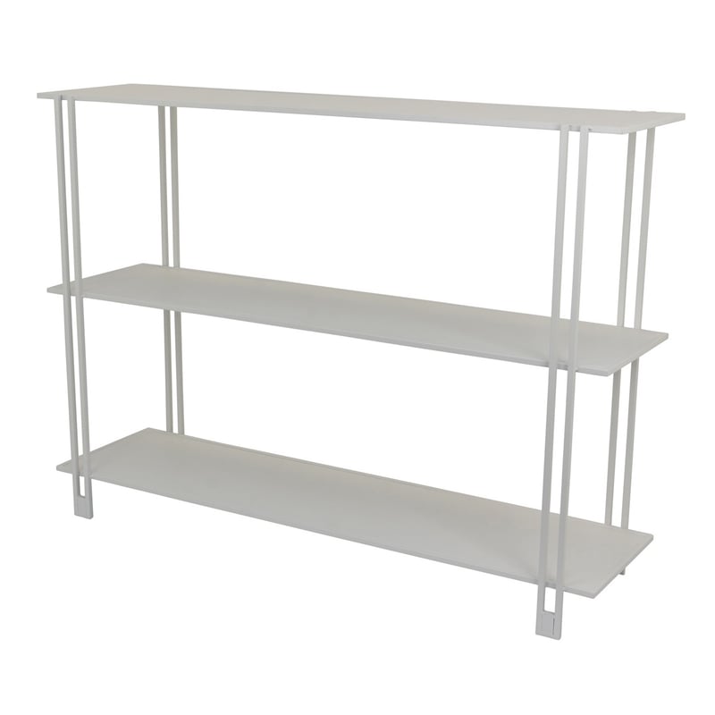 Benjara Rasha 3 Tier Storage Rack Rack- Spacious Shelves- White Metal- 44 Inch