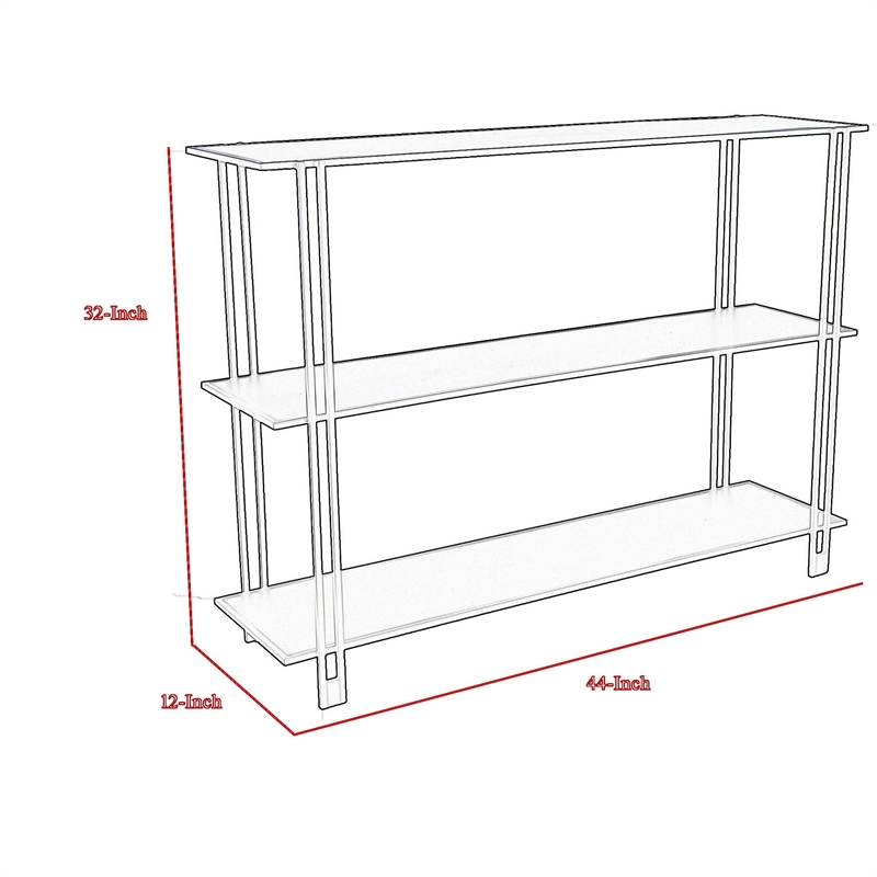 Benjara Rasha 3 Tier Storage Rack Rack- Spacious Shelves- White Metal- 44 Inch