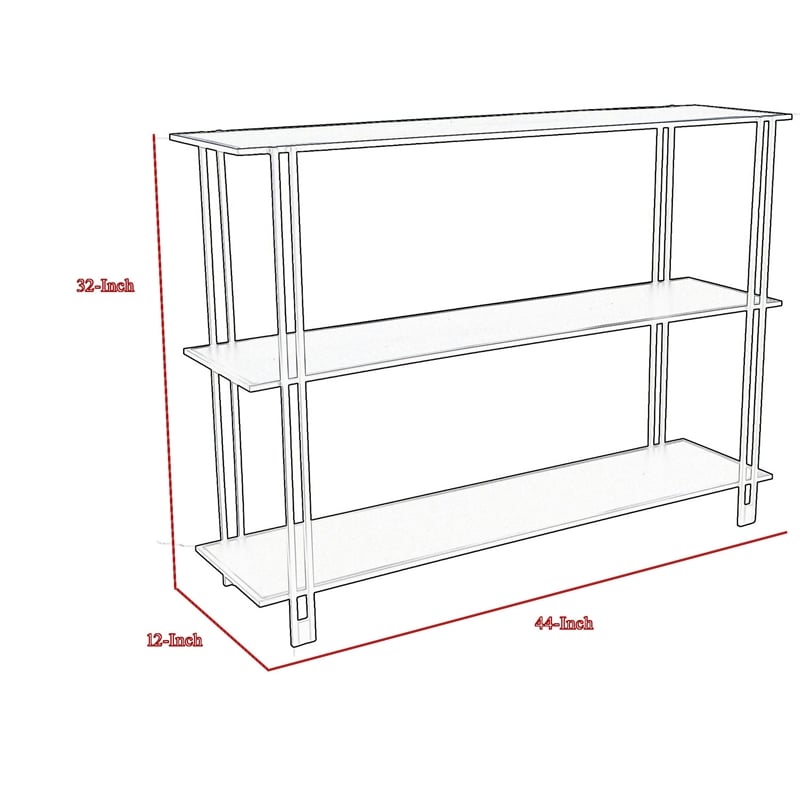 Benjara Rasha 3 Tier Storage Rack Rack- Spacious Shelves- White Metal- 44 Inch