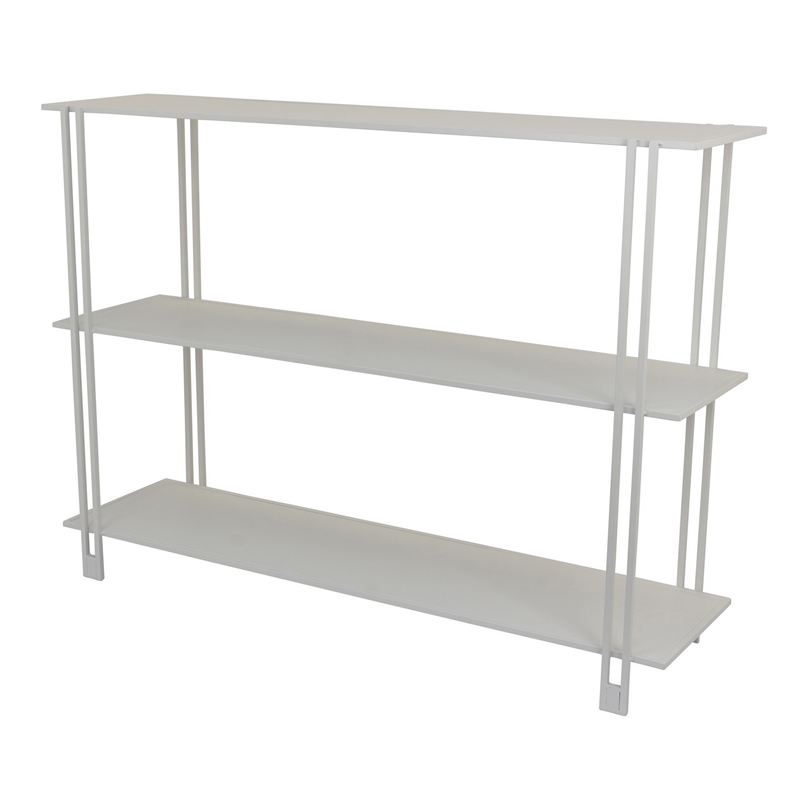 Benjara Rasha 3 Tier Storage Rack Rack- Spacious Shelves- White Metal- 44 Inch