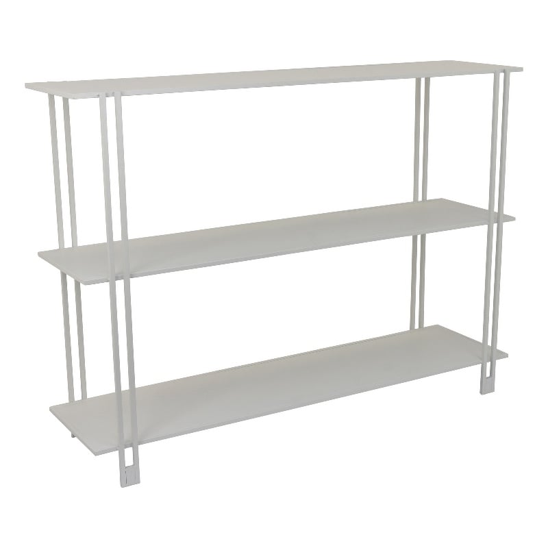 Benjara Rasha 3 Tier Storage Rack Rack- Spacious Shelves- White Metal- 44 Inch