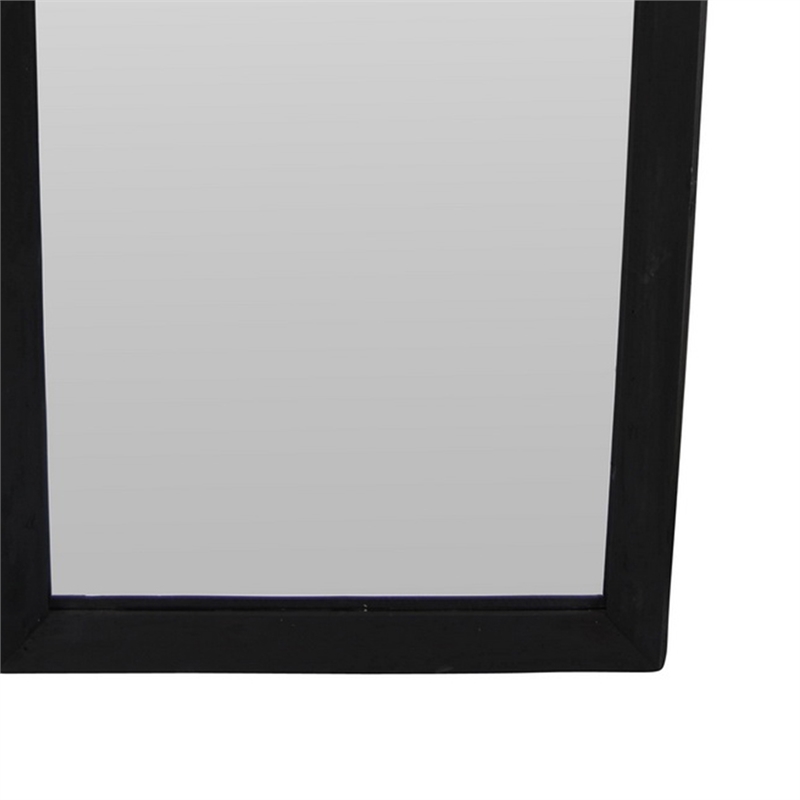 Benjara Wall-Mounted Mirror with Tall Rectangular Frame- 24 x 71- Black Metal