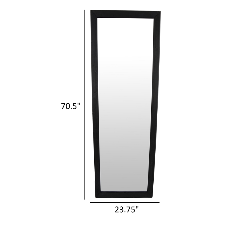 Benjara Wall-Mounted Mirror with Tall Rectangular Frame- 24 x 71- Black Metal