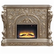 Benjara Mas LED Electric Fireplace- Touch Panel- 69 Inch- Classic Silver Resin