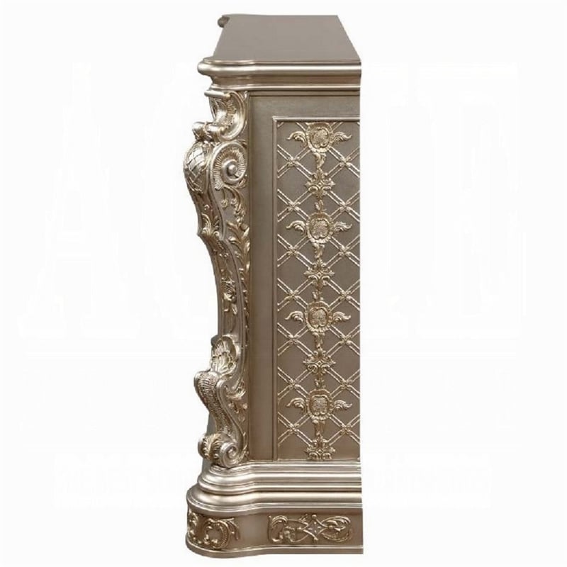 Benjara Mas LED Electric Fireplace- Touch Panel- 69 Inch- Classic Silver Resin