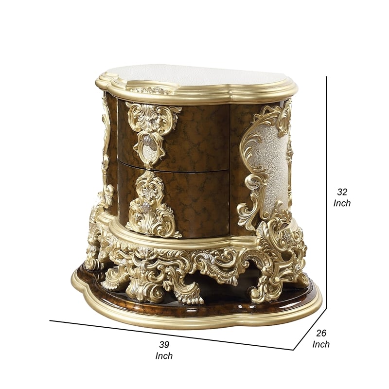 Benjara Mara Nightstand- 2 Drawers- 39